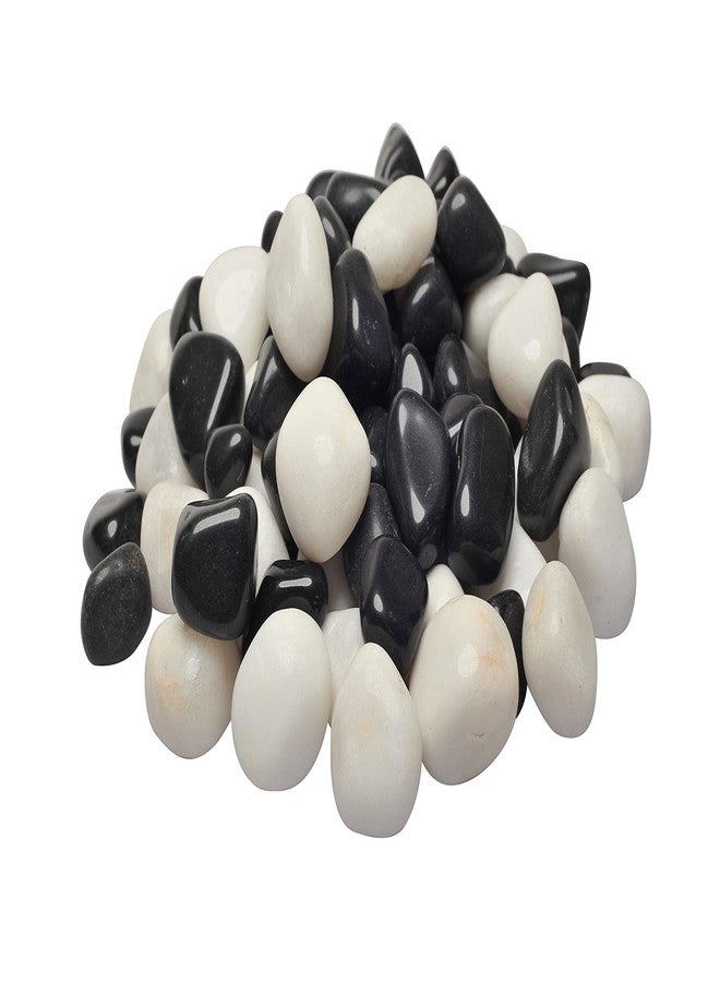 Bum Bum Bhole Polished Black & White Pebbles Stone Home Decorative Marbles - 1 Kg - Image 3